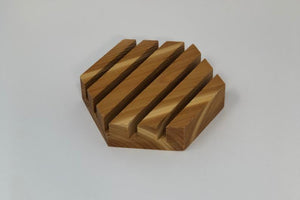 Wooden Soap Dish - 4" x 4" Hexagon - Western Red Cedar